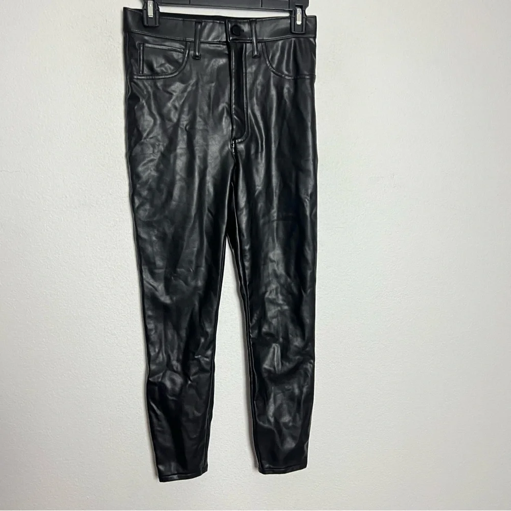 NWT Abercrombie & Fitch Ultra Skinny High Rise Vegan Leather Pants Small Short - Picture 3 of 7